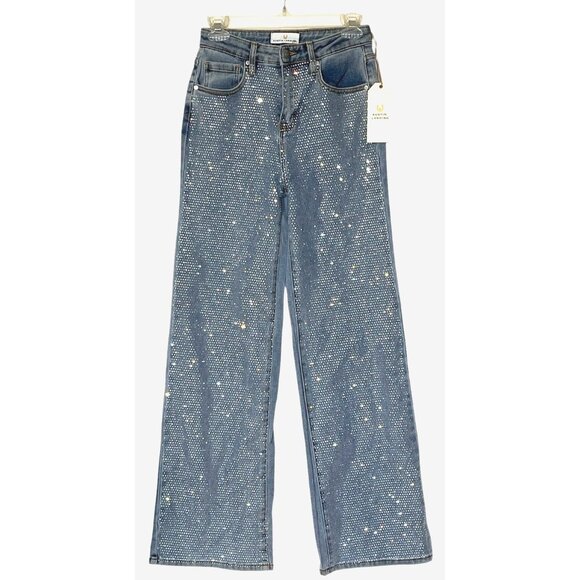 NWT Austin Landing Blue Crystal High Rise Wide Leg Western Stretch Jeans - Picture 1 of 9